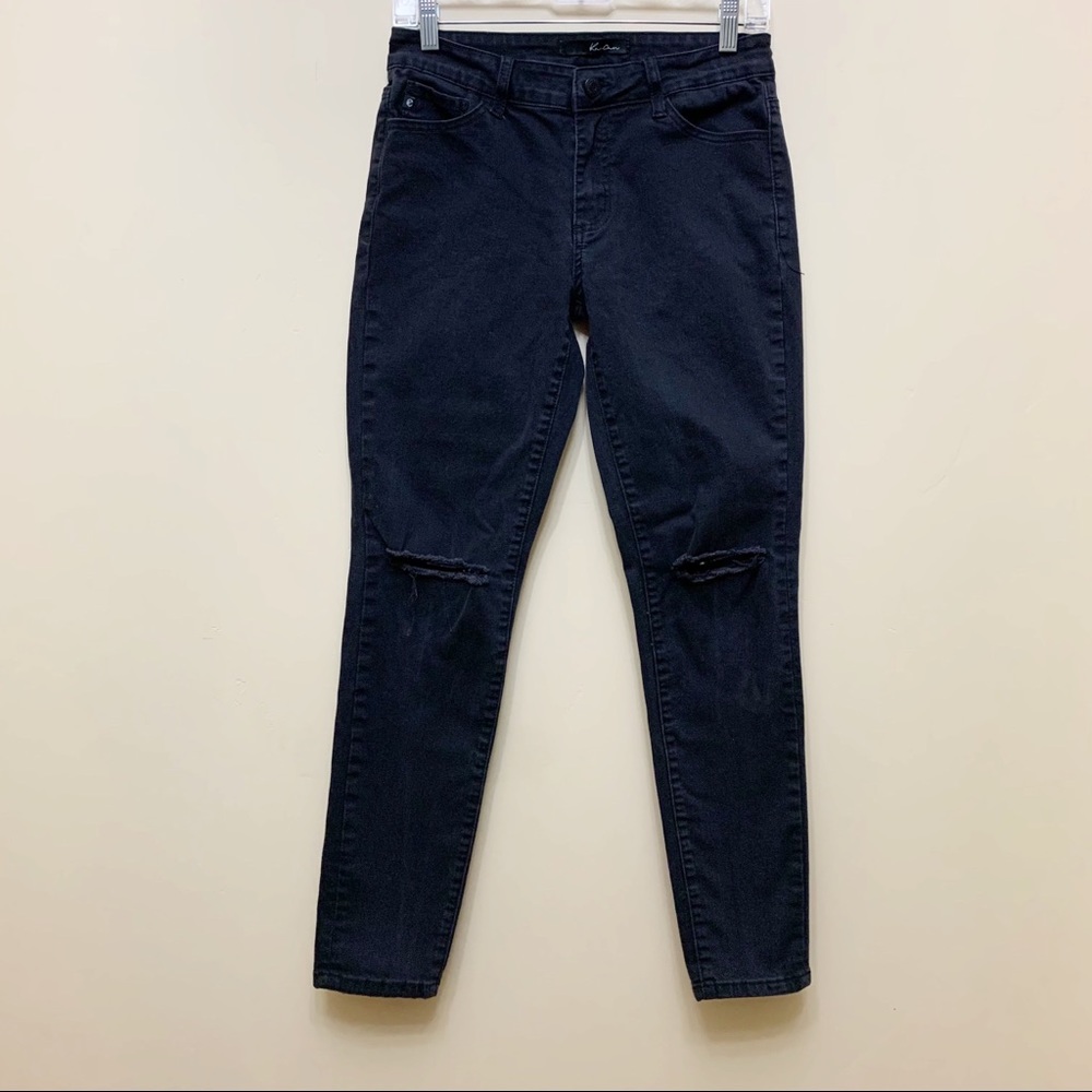 Kancan Skinny Ankle Mid Rise Distressed Black Jeans Sz 9/28